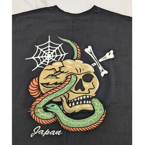 Grim Days Japan snake skull spider web bones short sleeve XL T-shirt 100% cotton